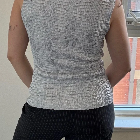 Vintage Silver Grey Ruched Tank Top - Picture 9 of 10